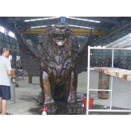 鼎泰铜雕厂家-郑州铜狮子-黄铜2米铜狮子