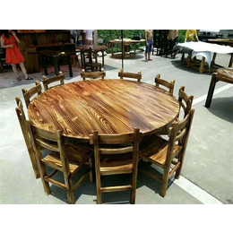 碳化桌椅-碳化家具桌椅-快餐店实木碳化桌椅
