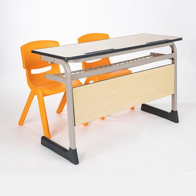 中小学双人C型单层固定多层板课桌椅