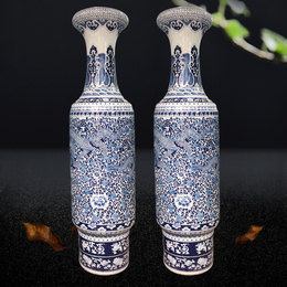 景德镇陶瓷落地大花瓶 中式客厅装饰品 中国*瓶 手绘瓶