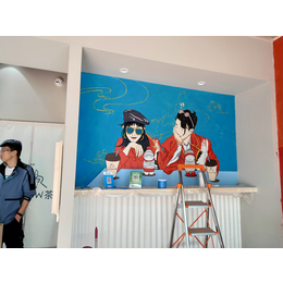 奶茶店墙绘墙画手绘简梦艺术墙画工作室