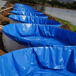 PVC刀割布帆布水池鱼池定做 镀锌板高密度养殖池帆布池