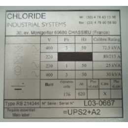 CHLORIDE氯化物电源卡0416012093