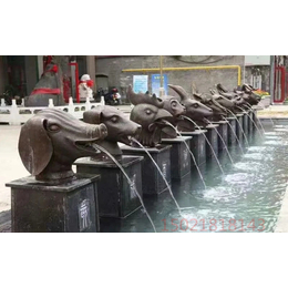 泉州铸铜动物头像喷泉雕塑 十二生肖水景雕塑摆件
