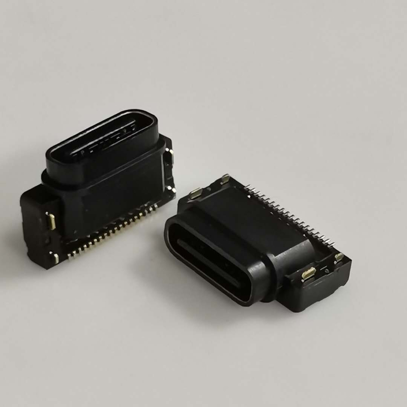 USB TYPEC 24P 防水母座四脚插板 端子前插后贴