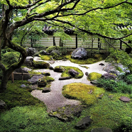 湖北黄石日式庭院枯山水黑山石景观石