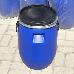 蓝色大口50L塑料桶 50升铁箍桶