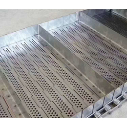  304不锈钢链板输送机流水线传送带耐高温食品冲孔传动链非标