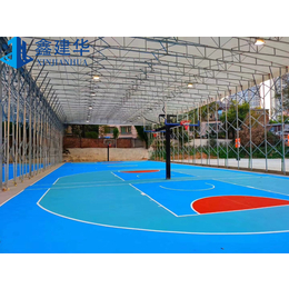 济南玫瑰镇电动篮球场棚活动大型篷推拉式雨棚工厂折叠雨棚