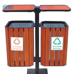 江西禾乔鹰潭市钢木垃圾桶钢制分类箱公园果皮箱环卫垃圾箱