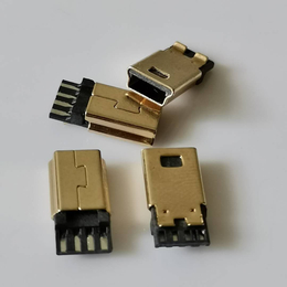 MINI焊线公头 *后四镀金公头带卡勾 迷你USB