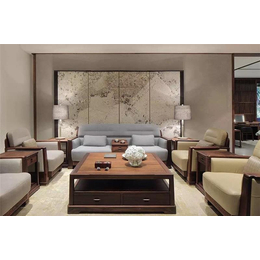 广州新中式沙发-龙徽堂家具实木定制-会所新中式沙发