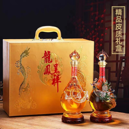 河间华企吹制龙凤玻璃酒瓶高硼硅玻璃艺术泡酒瓶包装1000ml