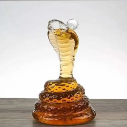河间华企十二生肖蛇眼镜蛇玻璃瓶异形玻璃工艺品瓶吹制玻璃泡酒瓶