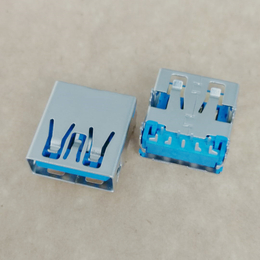 USB 3.0板上型母座 9P 直边蓝胶铜壳鱼叉脚