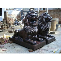 铜雕塑厂支持定制-紫铜狮子-招财镇宅紫铜狮子