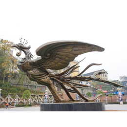 秦皇岛铜火凤凰雕塑-艾品雕塑-公园铜火凤凰雕塑