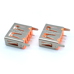 USB AF短体10.5母座180度直插直边橙色胶芯