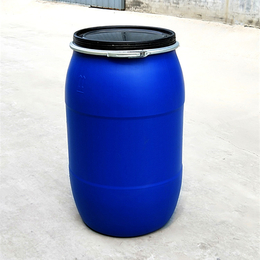 200L塑料桶 开口蓝色200L塑料桶 抱箍桶 铁箍桶