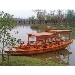 江东厂家现货供应山东5米手划船景区装饰船仿古木船带篷的船