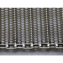 烘烤设备金属丝编织网链-不锈钢人字形钢丝编织网链-浙江网链